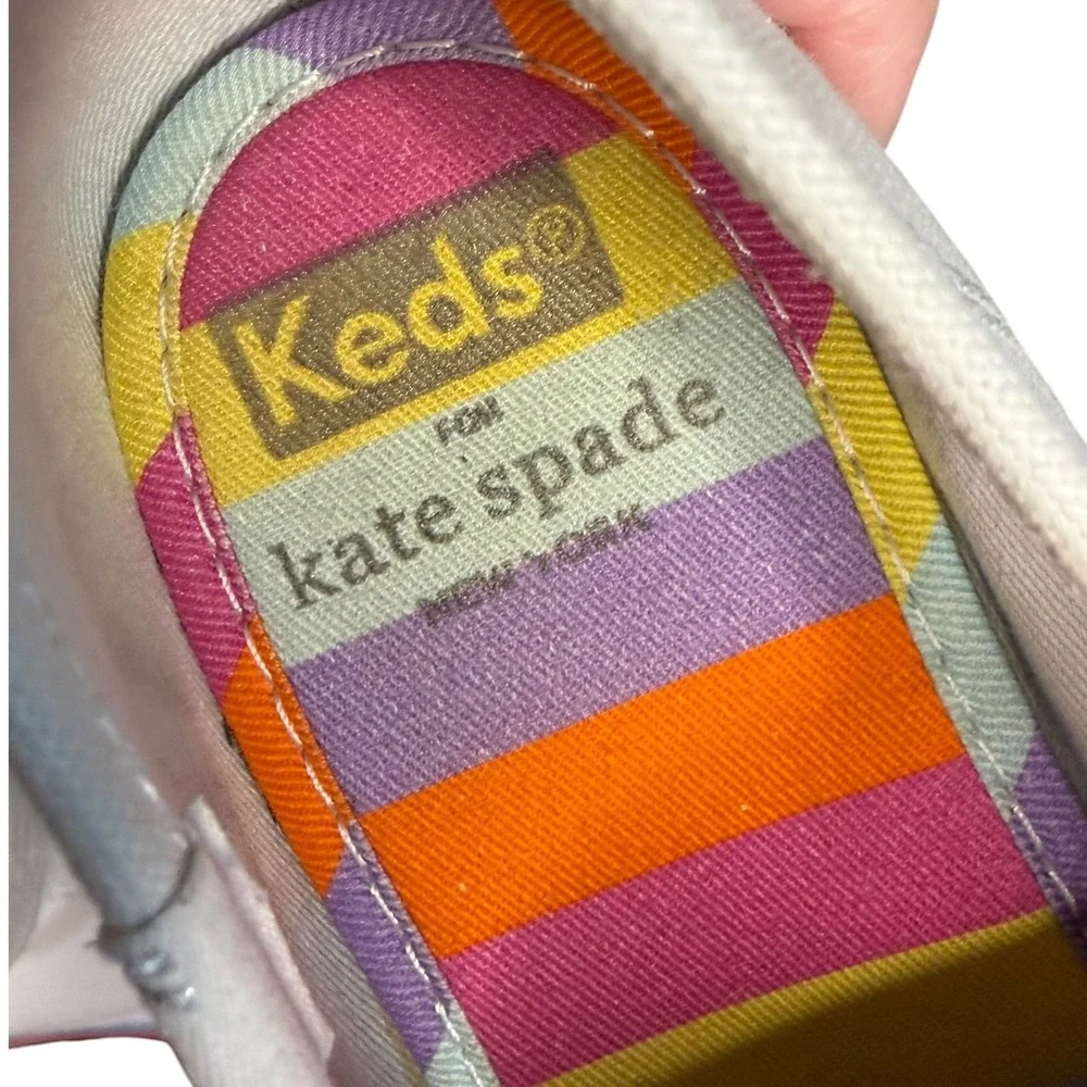 Kate Spade X Keds Colab‎ White Rainbow Platform Sneakers Canvas Women's Size 7.5
